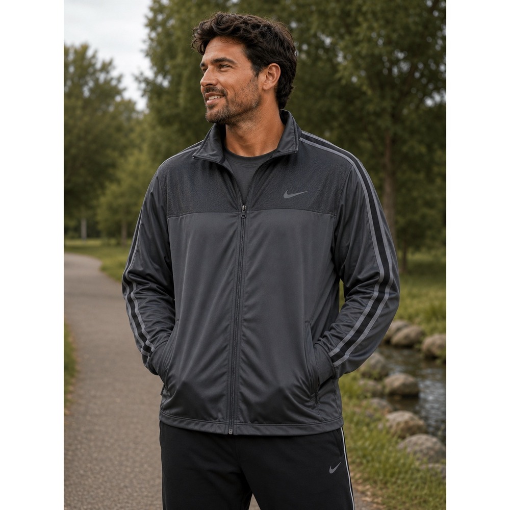 Nike Dri-Fit Jacket Mens 2XL Charcoal Gray Full Zip Athletic Running Training